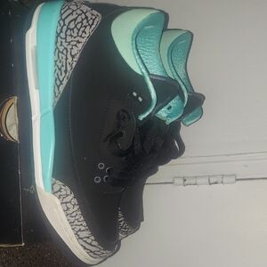 Used Air Jordan 3's Black and Tiffany Blue youth Sneakers kids 6.5/women's (8.5)